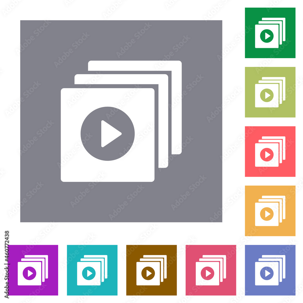 Play files solid square flat icons Play files solid square flat icons