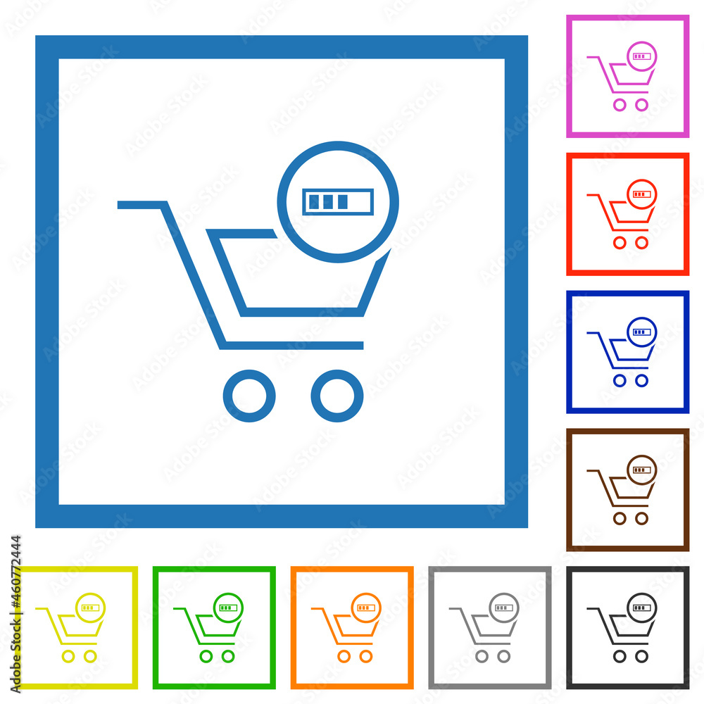 Cart processing outline flat framed icons Cart processing outline flat framed icons