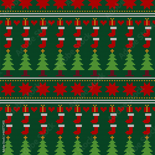 Christmas sweater knitting design seamless pattern 