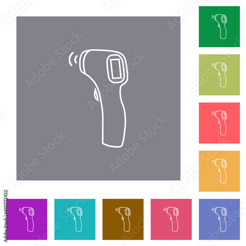 Contactless thermometer outline square flat icons