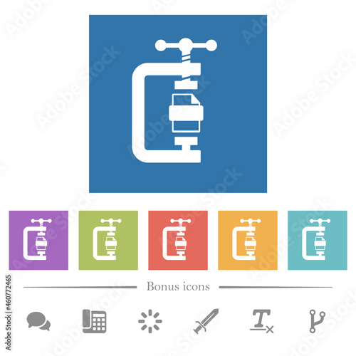 File compression solid flat white icons in square backgrounds