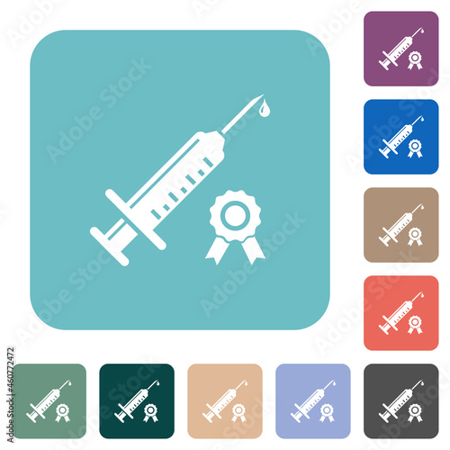 Certified vaccine rounded square flat icons