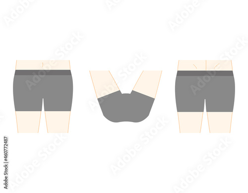 ボディパーツ　VIO　脱毛箇所　ベクターイラスト　男性