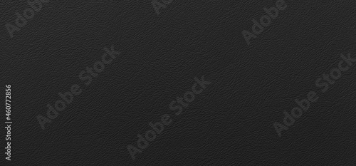 Panorama of Black genuine cow leather of the sofa texture and background seamless