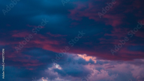 Purple and blue clouds at twilght or dusk. Dramatic clouds background