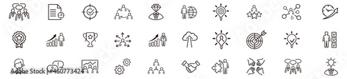 Business teamwork, work group, human resources, and team building icon set. 