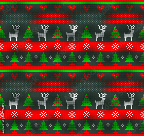 Christmas sweater knitting design seamless pattern  