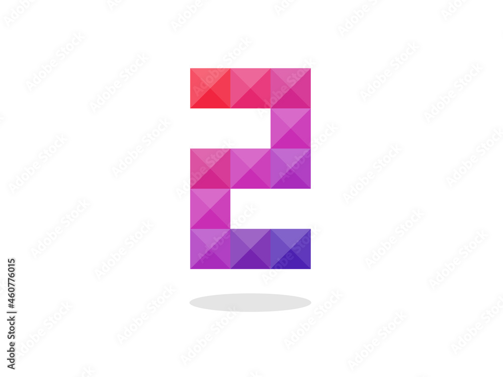Geometric number 2 logo with perfect combination of red-blue colors. Vector illustration. Geometric number 2 logo with perfect combination of red-blue colors. Vector illustration.