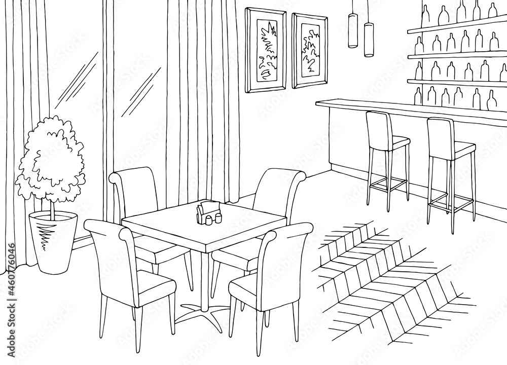Sketch of a cafe interior Stock Photo by ©skmp 129356844