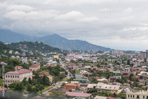  ariel panoramic view of old city and skyscrapers with the sea from the mountains © hiv360