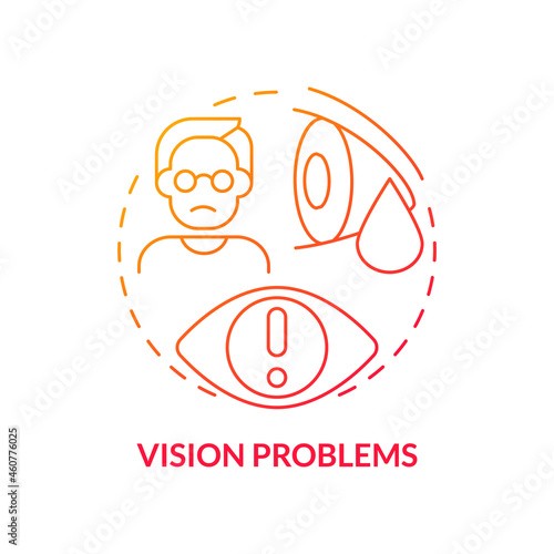 Vision problems concept icon. Hypertension symptom abstract idea thin line illustration. Eye bleeding. Hypertensive retinopathy. Pressure on optic nerve. Vector isolated outline color drawing