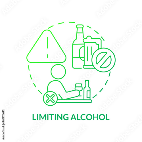 Limiting alcohol concept icon. Hypertension prevention tip abstract idea thin line illustration. Moderate drinking. Heart health. Alcoholic beverages consumption. Vector isolated outline color drawing