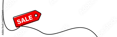 Continuous line drawn sale tag.