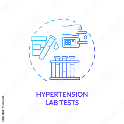 Hypertension lab tests concept icon. High blood pressure diagnosis abstract idea thin line illustration. Cholesterol levels measuring. Laboratory testing. Vector isolated outline color drawing