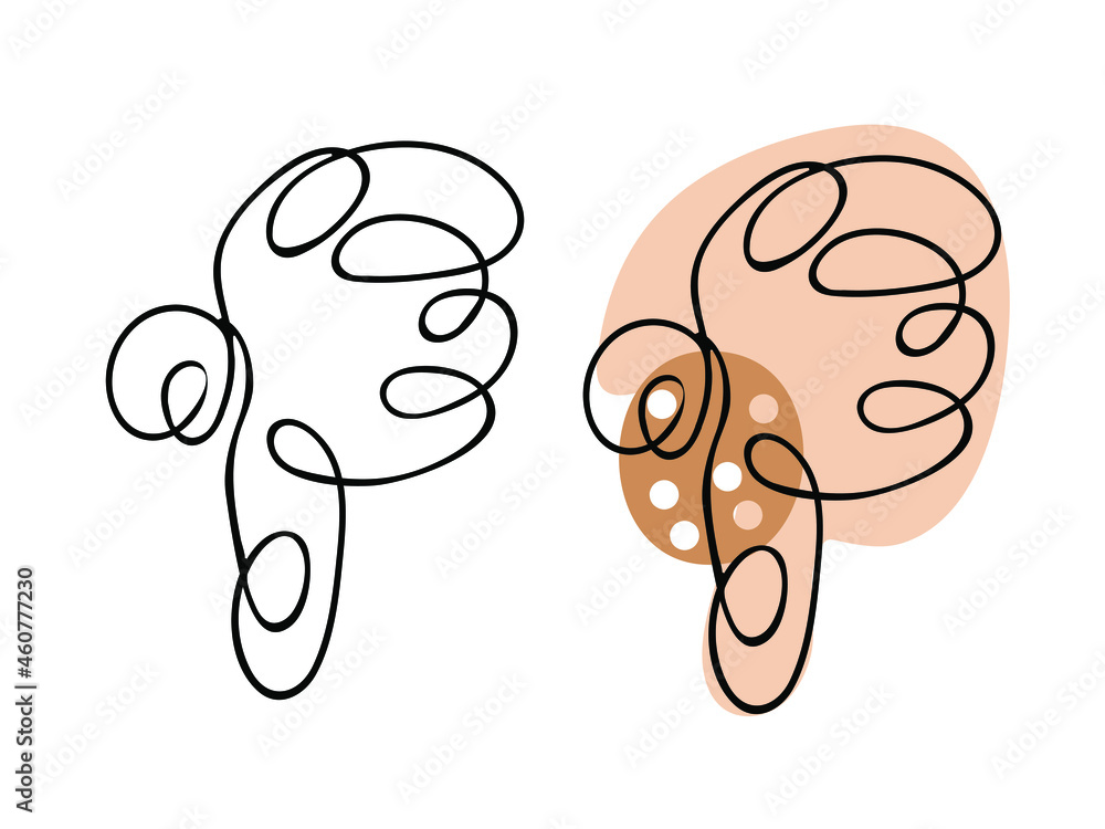 Obraz premium One line art mushroom. Fresh concept for vegetable icon. Modern continuous line draw design graphic vector illustration. The object is drawn with a single line. Linear style. Abstract shapes
