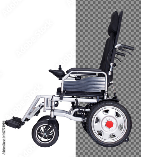 Motorized Electric wheelchair for senior elder patient who cannot walk, isolated