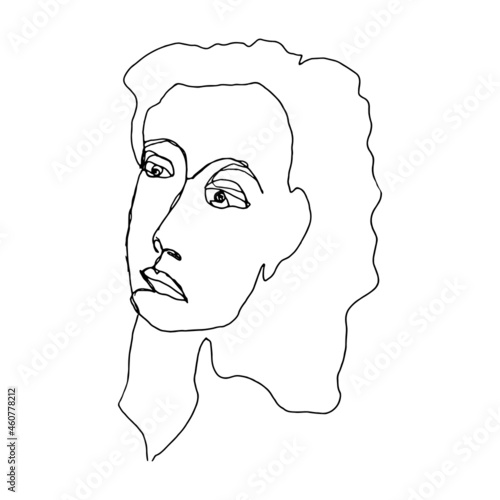 Human portrait line drawing. Sketch of an unattractive, plain looking abstract person. Digitally created illustration of a fictive person.