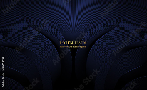 Abstract blue wave design and light with line on dark blue background. Vector illustration