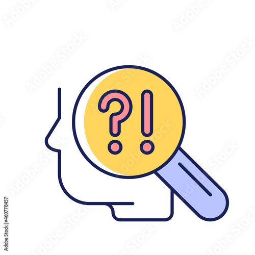 Self monitoring RGB color icon. Gather attention and approval. Adapt in any situation. Manage and control emotions. Self presentation. Isolated vector illustration. Simple filled line drawing