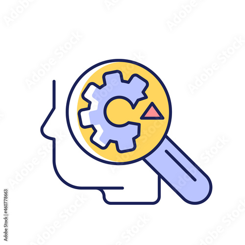 Recognizing weaknesses RGB color icon. Understand and accept weak areas of oneself. Transform ones weaknesses into strengths. Isolated vector illustration. Simple filled line drawing