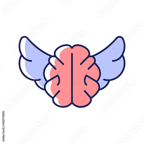 Independent thinking RGB color icon. Individualized view. Do not rely on someones guidance. Well informed and intelligent person. Isolated vector illustration. Simple filled line drawing