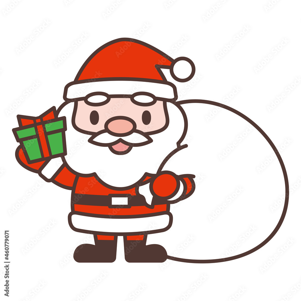 プレゼントを持っているかわいいサンタクロースのキャラクター Cute Santa Claus character holding a present プレゼントを持っているかわいいサンタクロースのキャラクター Cute Santa Claus character holding a present