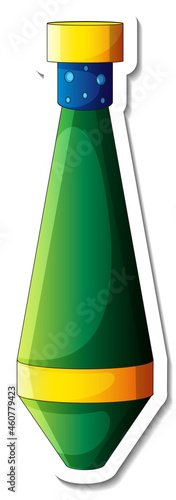 A sticker template with Rocket Ship Cartoon isolated