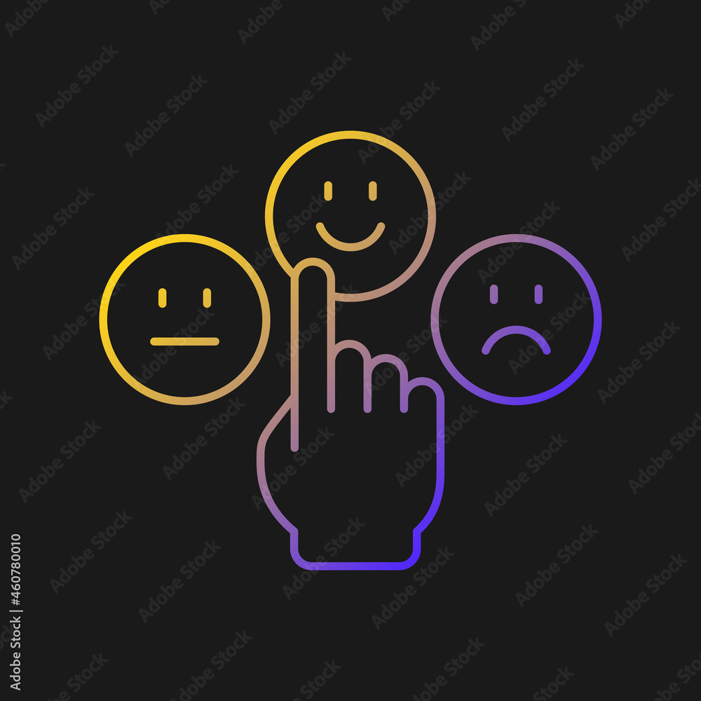 Emotional maturity vector icon for dark theme. Ability to control and manage emotions. Confidence and responsibility. Thin line color symbol. Modern style pictogram. Vector isolated outline drawing Emotional maturity vector icon for dark theme. Ability to control and manage emotions. Confidence and responsibility. Thin line color symbol. Modern style pictogram. Vector isolated outline drawing