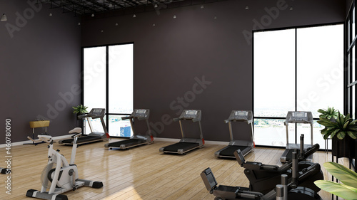 3d render modern gym space for company logo branding