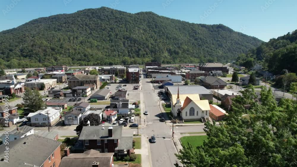 aerial pullout church steeple in pineville kentucky, church, christianity, small town america, my hometown, hometown, small town usa aerial pullout church steeple in pineville kentucky, church, christianity, small town america, my hometown, hometown, small town usa