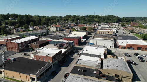 corbin kentucky aerial push into town, small town america, small town usa, middle america, america, usa, made in the usa photo