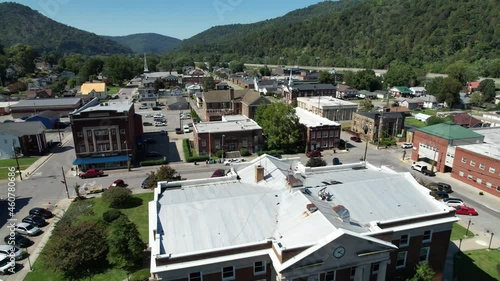 aerial push in to pineville kentucky in bell county kentucky photo