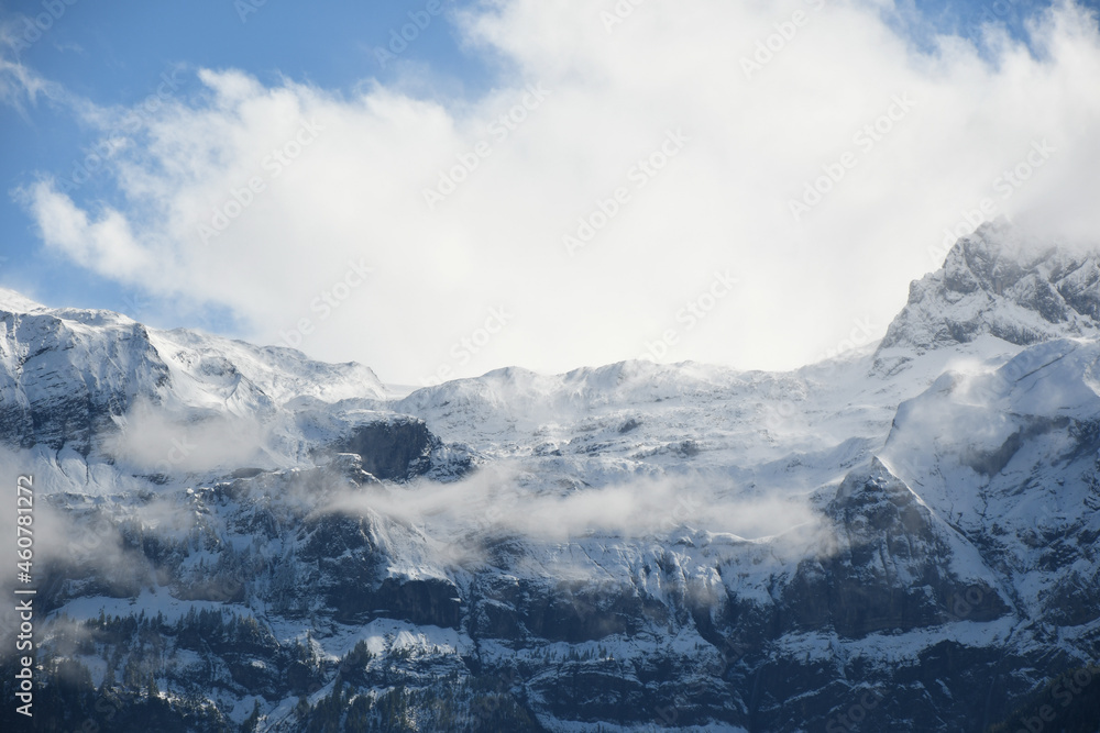 snowy mountaintops in the swiss alps