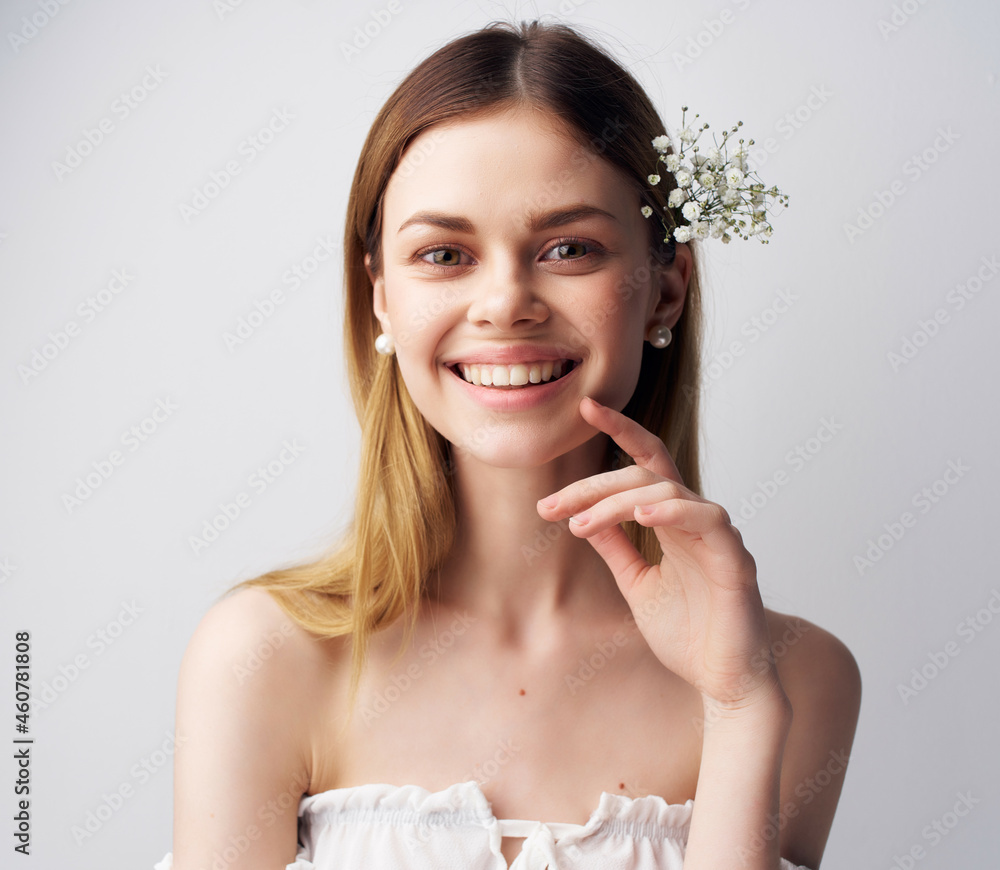 attractive woman decorations posing cropped view attractive woman decorations posing cropped view