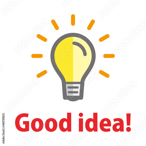 Good idea!：光る電球のアイコン（カラー）