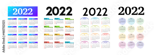 Calendar for 2022 isolated on a white background