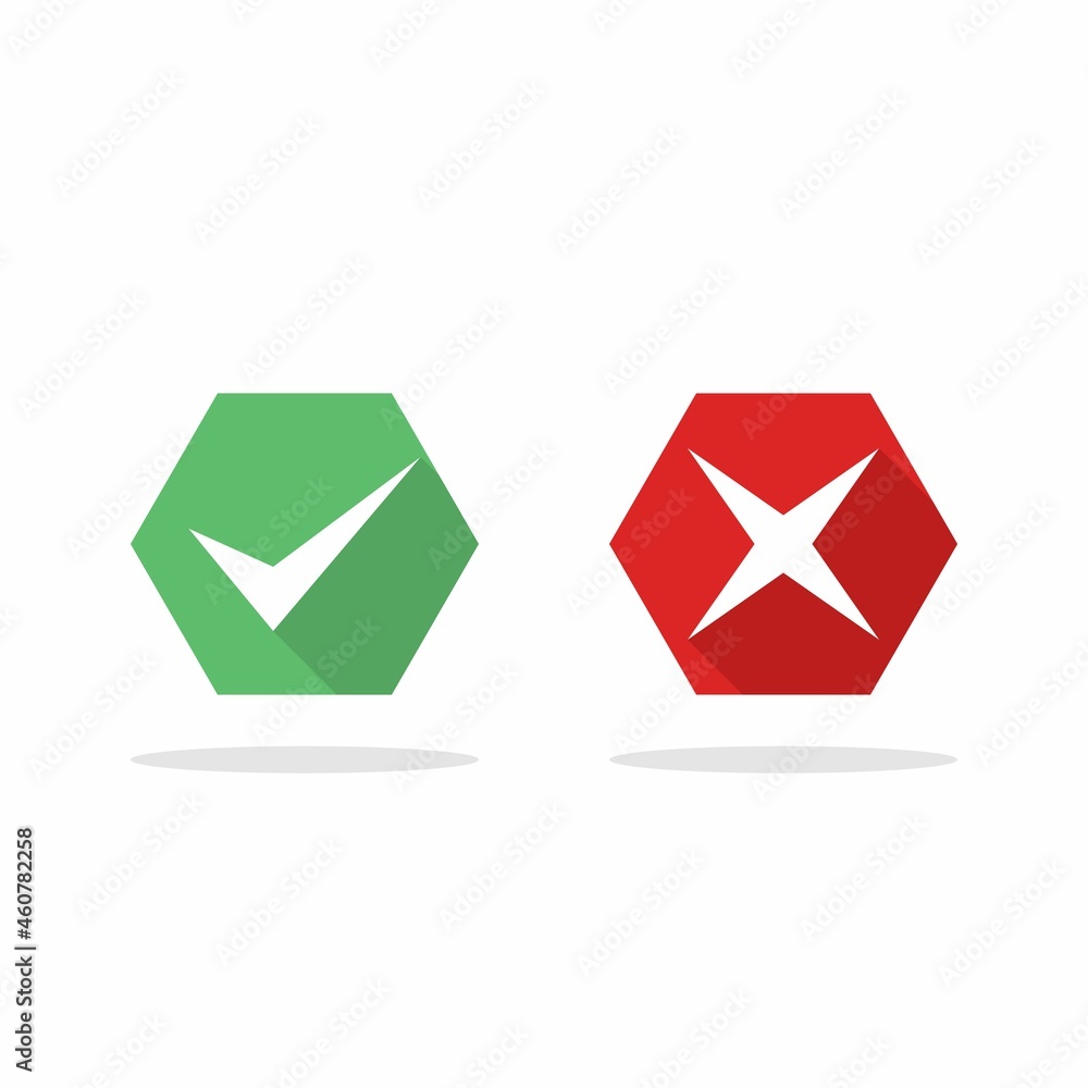 Check and wrong marks, Tick and cross marks, Accepted/Rejected, Approved/Disapproved, Yes/No, Right/Wrong, Green/Red, Correct/False, Ok/Not Ok - vector mark symbols in green and red. Isolated icon. Check and wrong marks, Tick and cross marks, Accepted/Rejected, Approved/Disapproved, Yes/No, Right/Wrong, Green/Red, Correct/False, Ok/Not Ok - vector mark symbols in green and red. Isolated icon.
