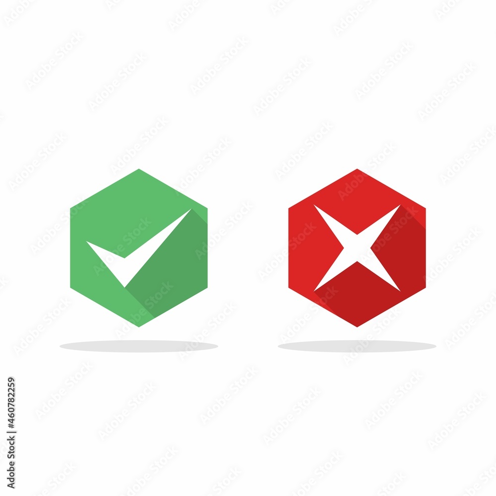 Check and wrong marks, Tick and cross marks, Accepted/Rejected, Approved/Disapproved, Yes/No, Right/Wrong, Green/Red, Correct/False, Ok/Not Ok - vector mark symbols in green and red. Isolated icon. Check and wrong marks, Tick and cross marks, Accepted/Rejected, Approved/Disapproved, Yes/No, Right/Wrong, Green/Red, Correct/False, Ok/Not Ok - vector mark symbols in green and red. Isolated icon.