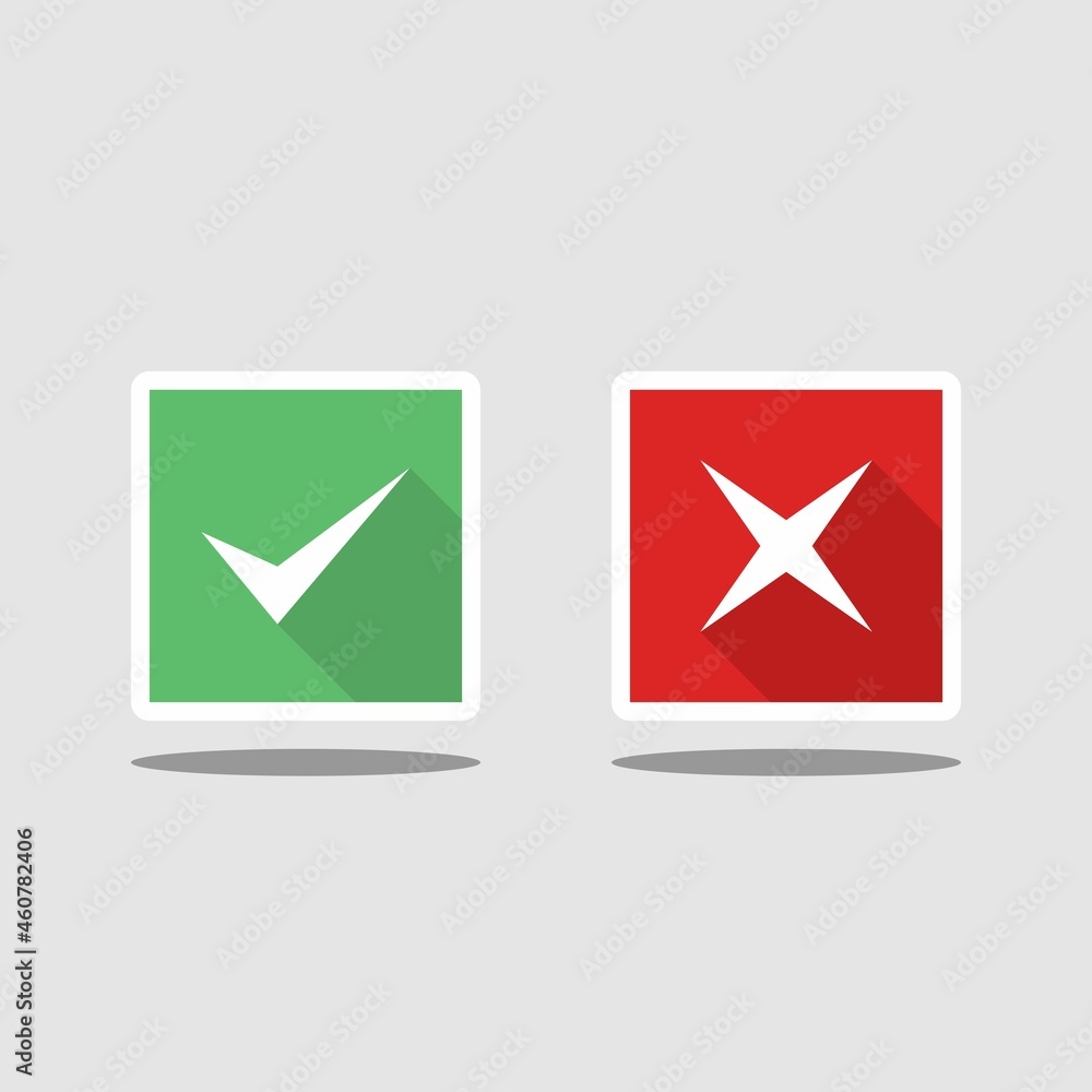 Check and wrong marks, Tick and cross marks, Accepted/Rejected, Approved/Disapproved, Yes/No, Right/Wrong, Green/Red, Correct/False, Ok/Not Ok - vector mark symbols in green and red. White stroke Check and wrong marks, Tick and cross marks, Accepted/Rejected, Approved/Disapproved, Yes/No, Right/Wrong, Green/Red, Correct/False, Ok/Not Ok - vector mark symbols in green and red. White stroke