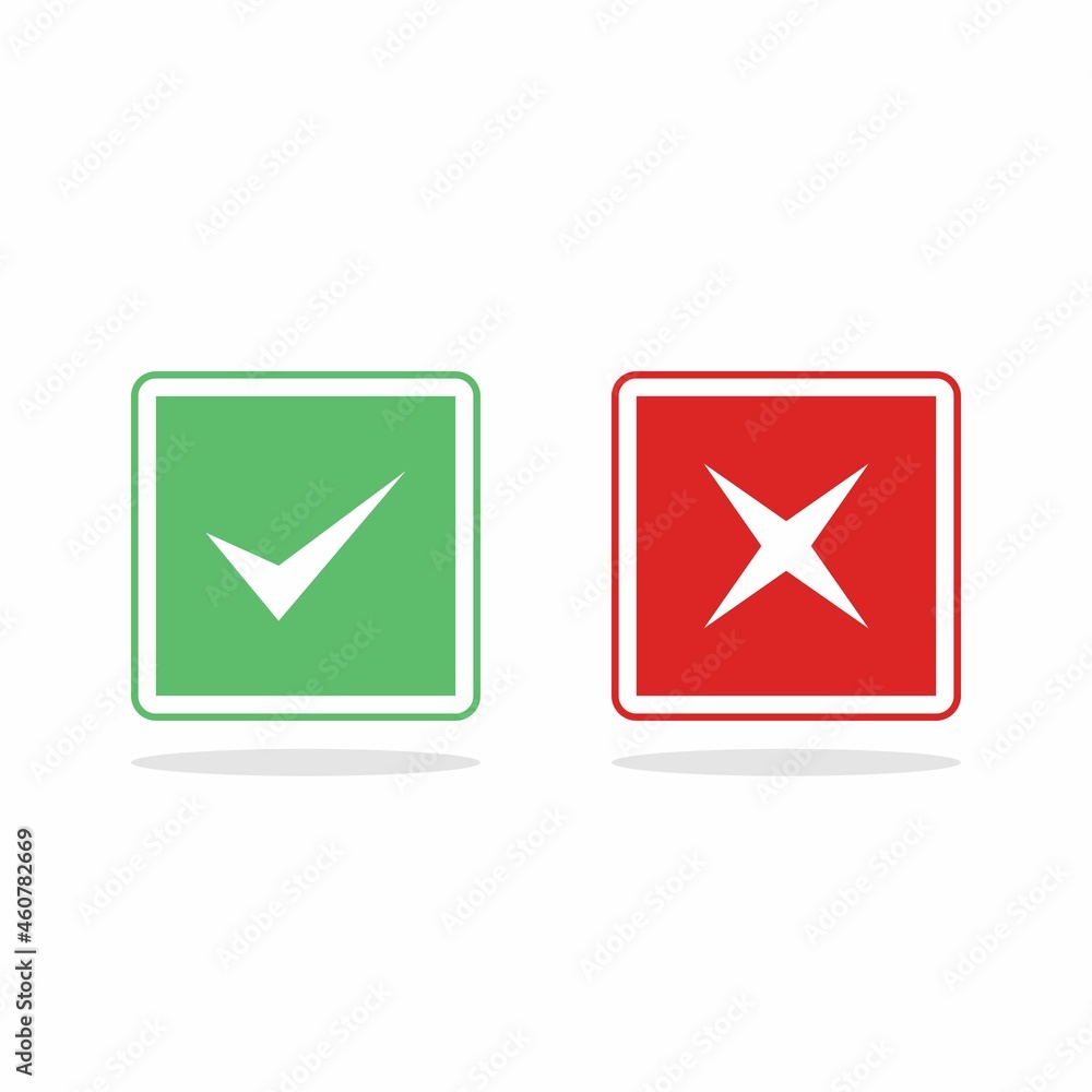 Check and wrong marks, Tick and cross marks, Accepted/Rejected, Approved/Disapproved, Yes/No, Right/Wrong, Green/Red, Correct/False, Ok/Not Ok - vector mark symbols in green and red. Isolated icon. Check and wrong marks, Tick and cross marks, Accepted/Rejected, Approved/Disapproved, Yes/No, Right/Wrong, Green/Red, Correct/False, Ok/Not Ok - vector mark symbols in green and red. Isolated icon.