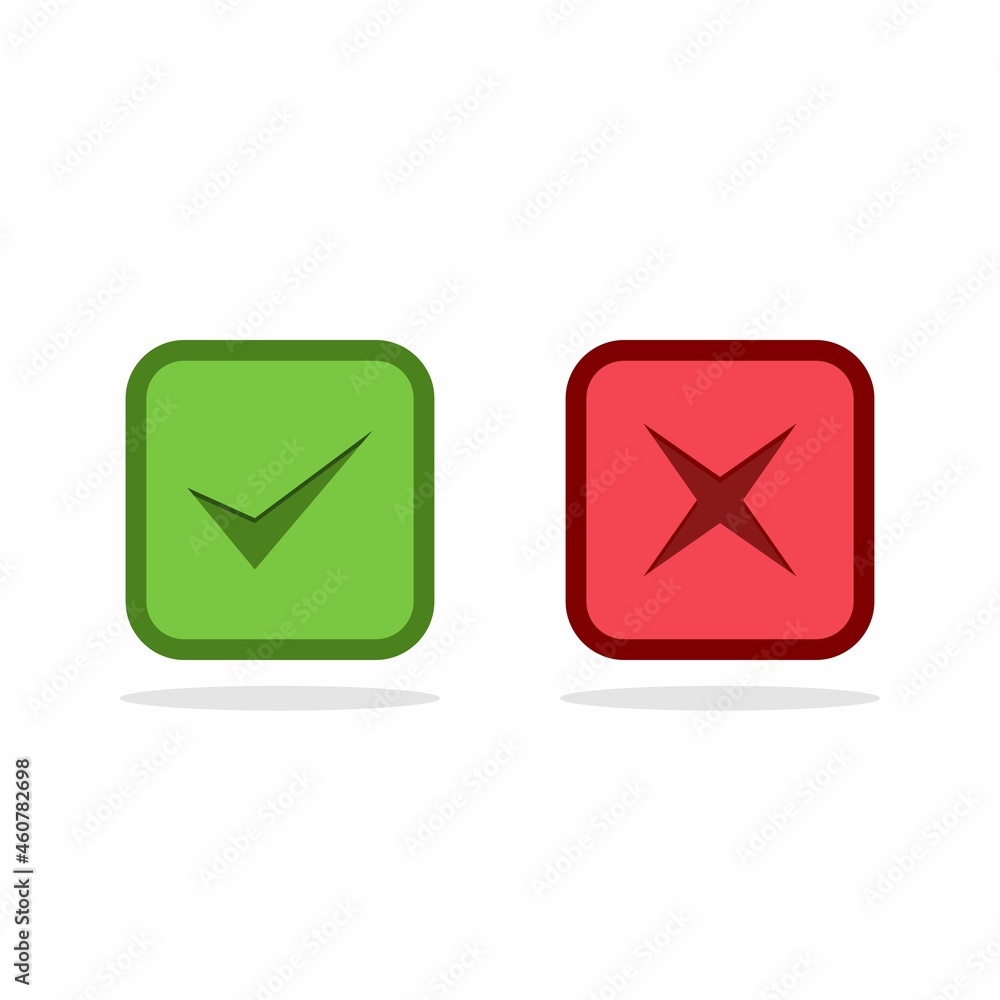 Check and wrong marks, Tick and cross marks, Accepted/Rejected, Approved/Disapproved, Yes/No, Right/Wrong, Green/Red, Correct/False, Ok/Not Ok - vector mark symbols in green and red. Isolated icon. Check and wrong marks, Tick and cross marks, Accepted/Rejected, Approved/Disapproved, Yes/No, Right/Wrong, Green/Red, Correct/False, Ok/Not Ok - vector mark symbols in green and red. Isolated icon.