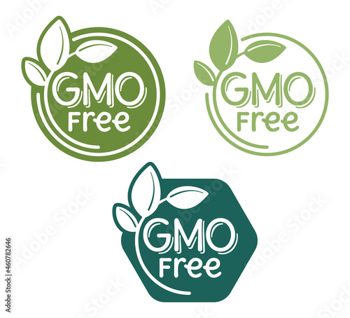 GMO free - eco labels set with leaves
