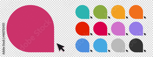 Empty Speech Bubble Set With Arrow Pointer - Colorful Vector Illustrations Isolated On Transparent Background