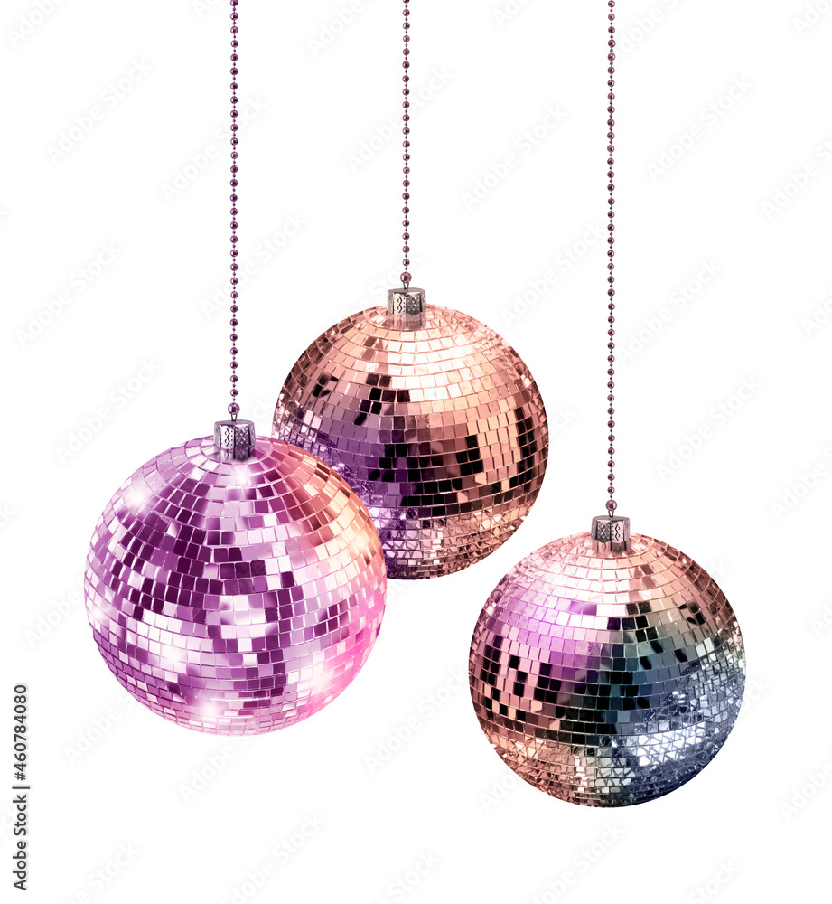 Fototapeta premium Disco glitter mirror Christmas balls
