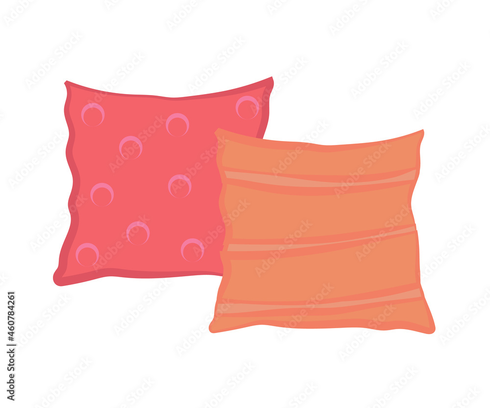 Pillow on a white background. A symbol of coziness and comfort. Vector illustration.