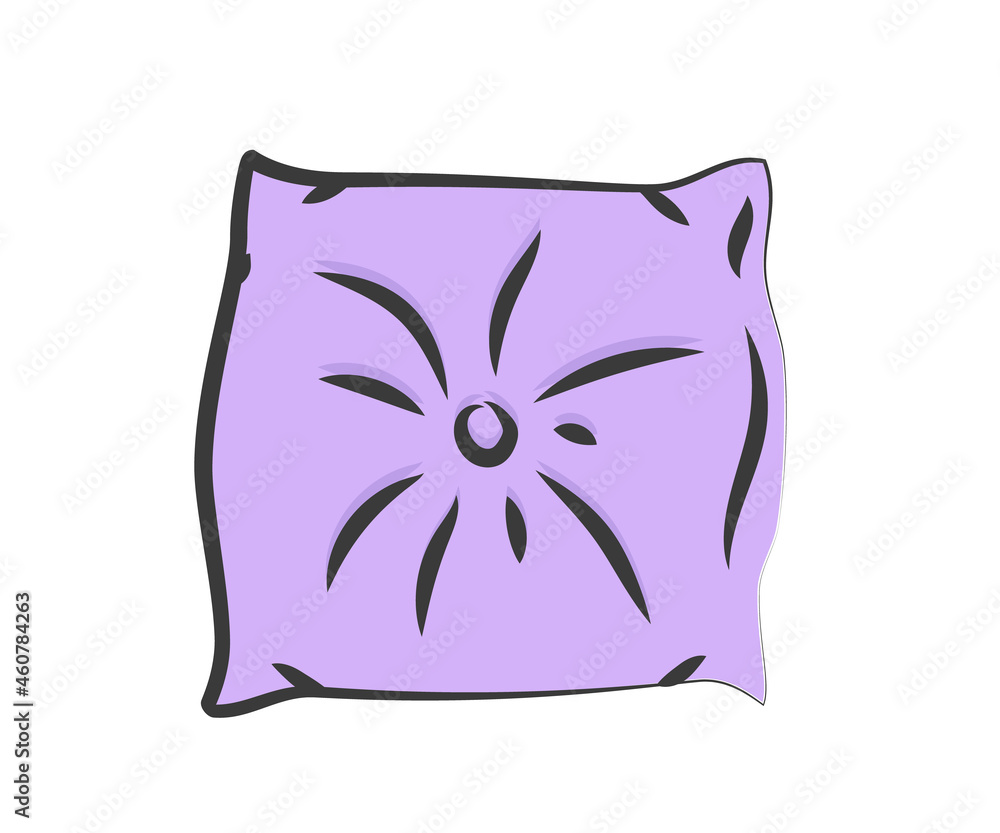 Pillow on a white background. A symbol of coziness and comfort. Vector illustration. Pillow on a white background. A symbol of coziness and comfort. Vector illustration.