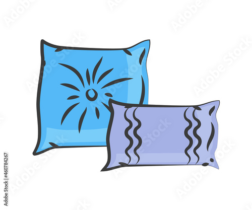 Pillow on a white background. A symbol of coziness and comfort. Vector illustration.