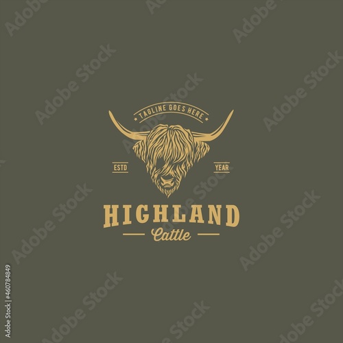 Highland Cattle Cow Head Logo Design