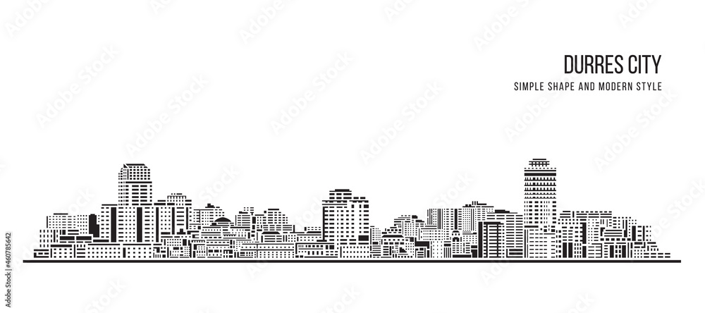 Cityscape Building Abstract Simple shape and modern style art Vector design -  Durres city