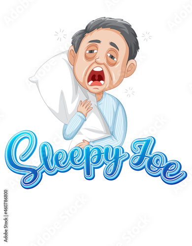Sleepy Joe logo text design with Sleepy old man